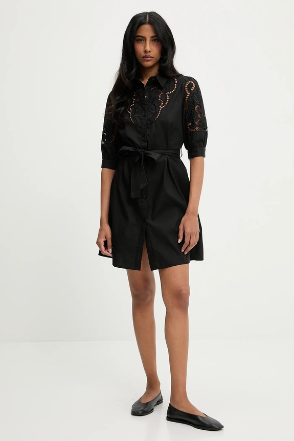 Answear Lab rochie din bumbac v3415.short.flk negru WW25