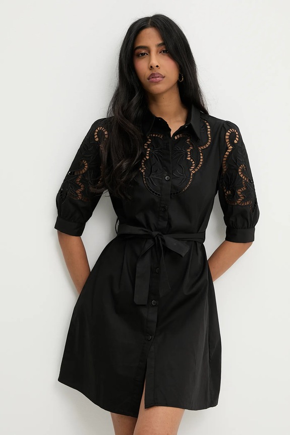 Answear Lab rochie din bumbac negru v3415.short.flk