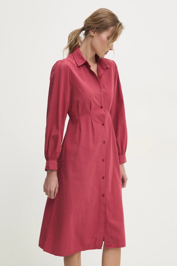 Bombažna obleka Answear.LAB Dolg rdeča 1334.tos