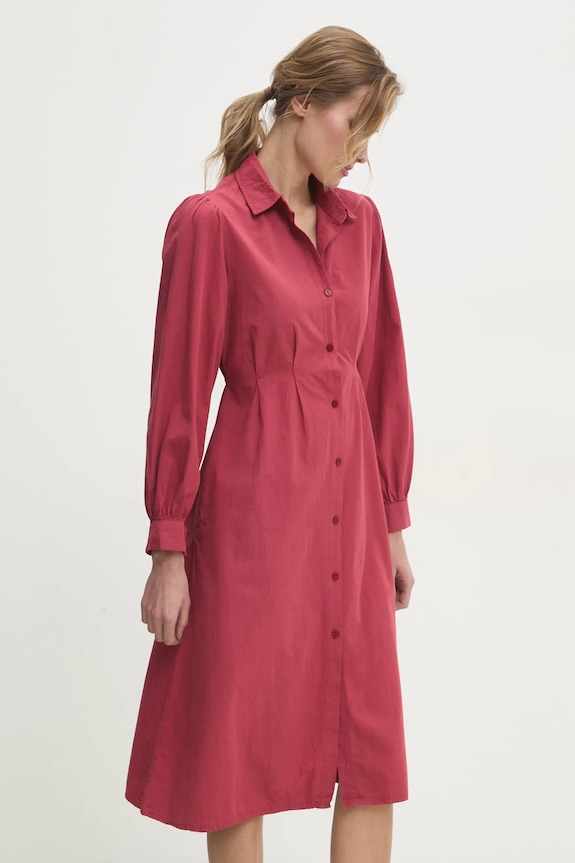 Bombažna obleka Answear.LAB Dolg rdeča 1334.tos