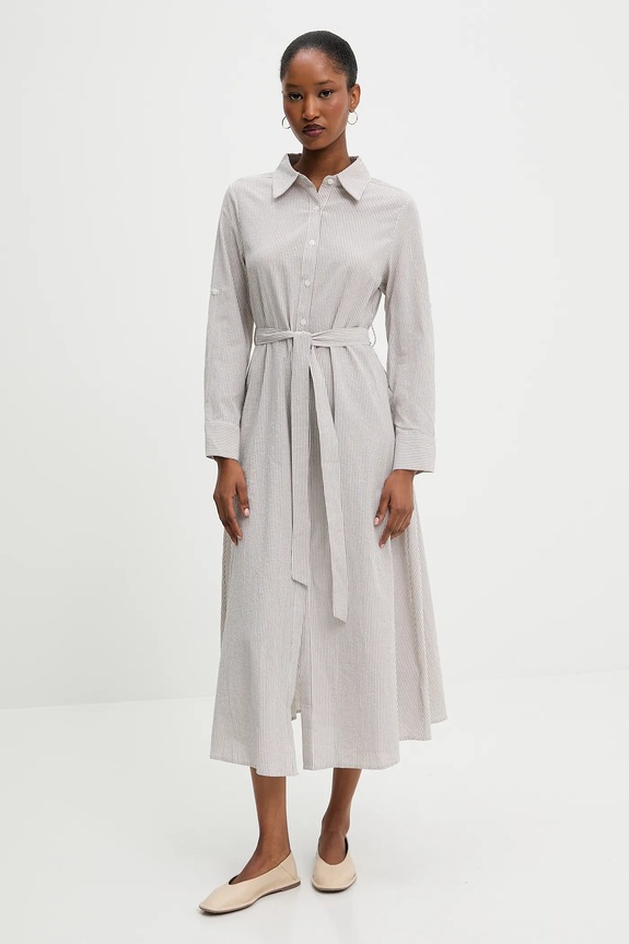 Answear.LAB vestito di lino midi marrone A25.12.FLK