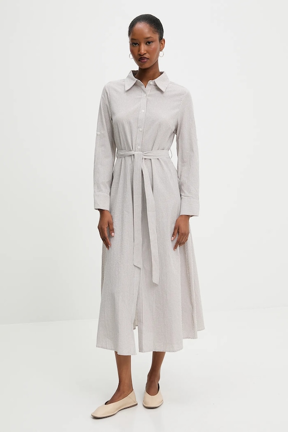 Answear.LAB vestito di lino midi marrone A25.12.FLK