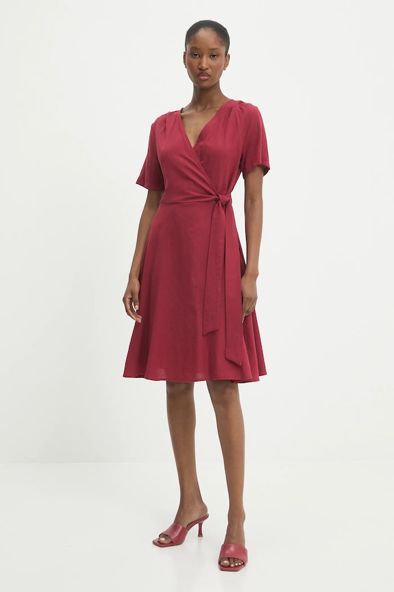 Answear.LAB sukienka lniana casual różowy W25.25.FLK