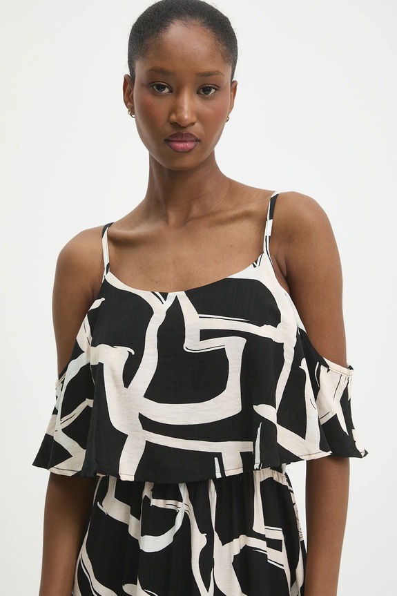 Answear.LAB vászon ruha fekete W25.76.flk