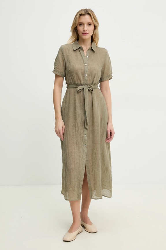 Λινό φόρεμα Answear.LAB casual πράσινο E24.23.FLK