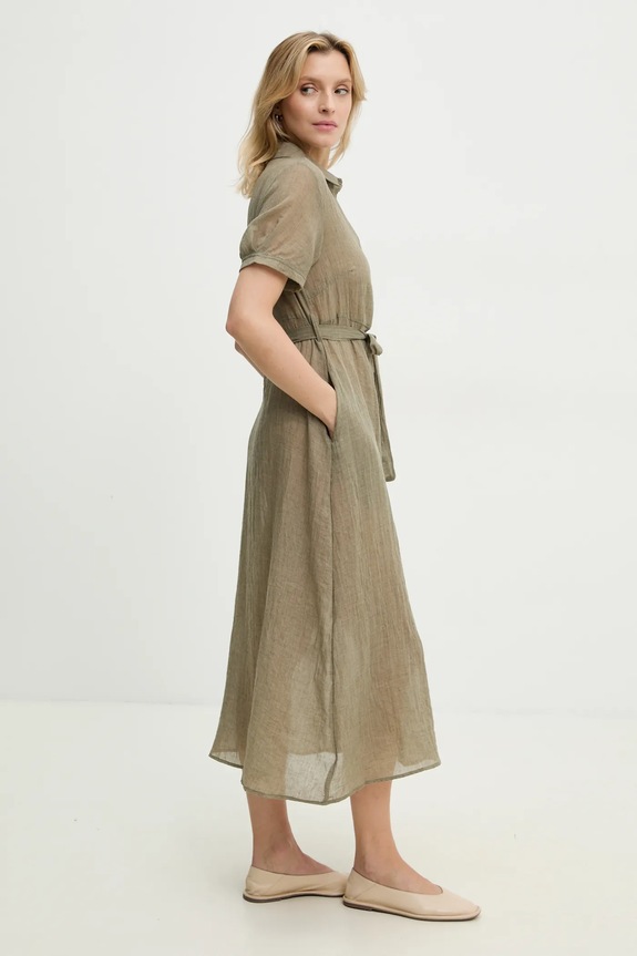 Λινό φόρεμα Answear.LAB E24.23.FLK πράσινο WW25