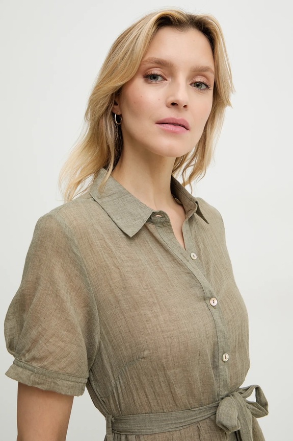 Λινό φόρεμα Answear.LAB E24.23.FLK πράσινο