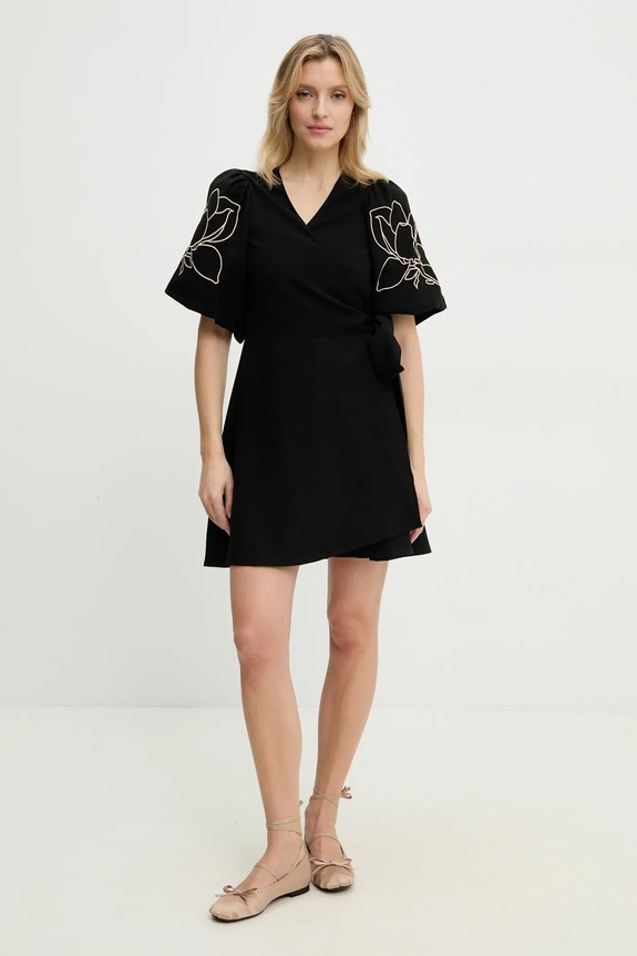 Φόρεμα με λινό Answear.LAB 24421yr.fos μαύρο WW25