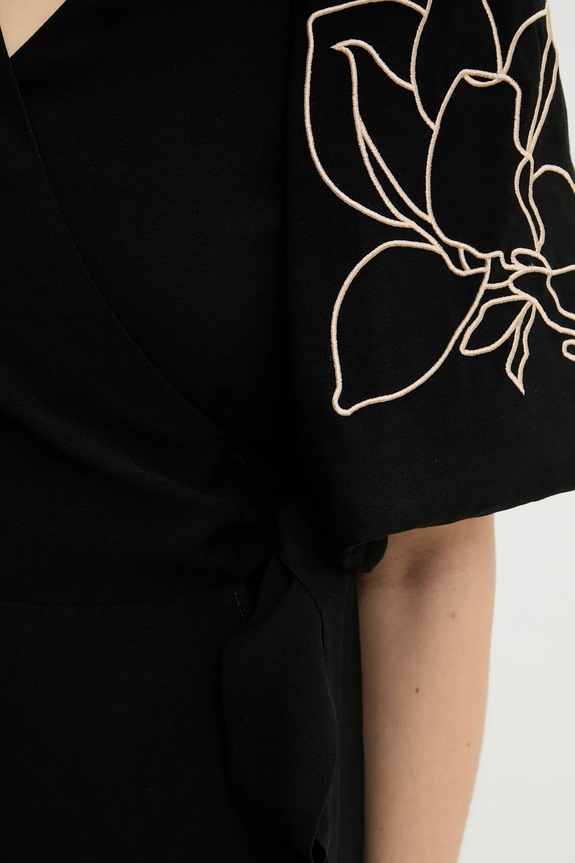 Φόρεμα με λινό Answear.LAB 24421yr.fos μαύρο