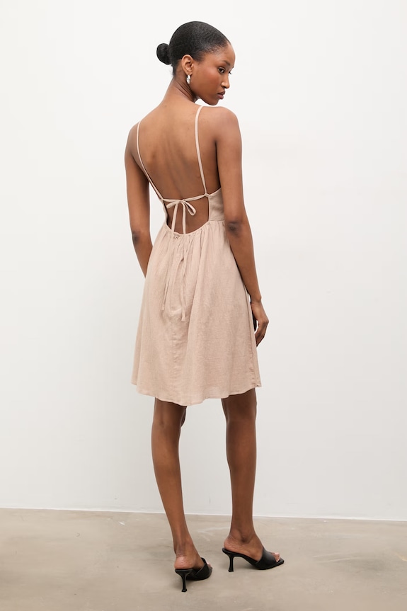 Answear.LAB vestito in cotone mini beige ps9169s.fos