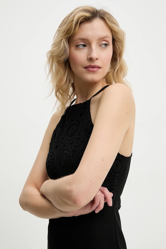 Φόρεμα με λινό Answear.LAB μαύρο ps9127.fos