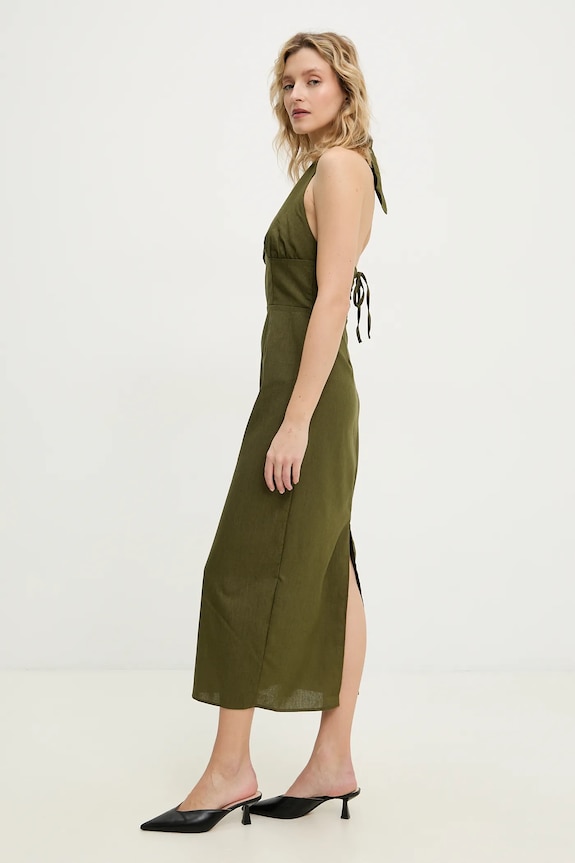 Lanena haljina Answear.LAB ps9093s.fos zelena WW25