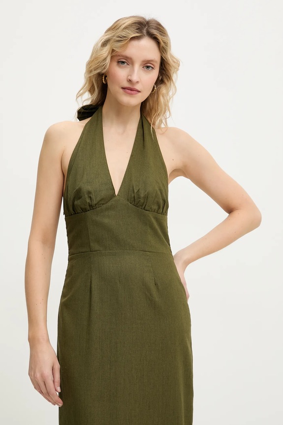 Lanena haljina Answear.LAB zelena ps9093s.fos