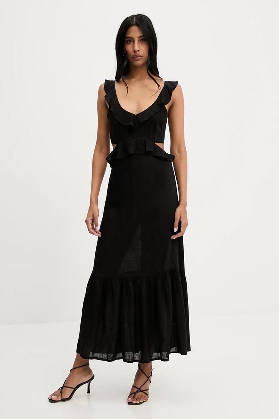 Answear.LAB sukienka z lnem casual czarny ps9087s.fos