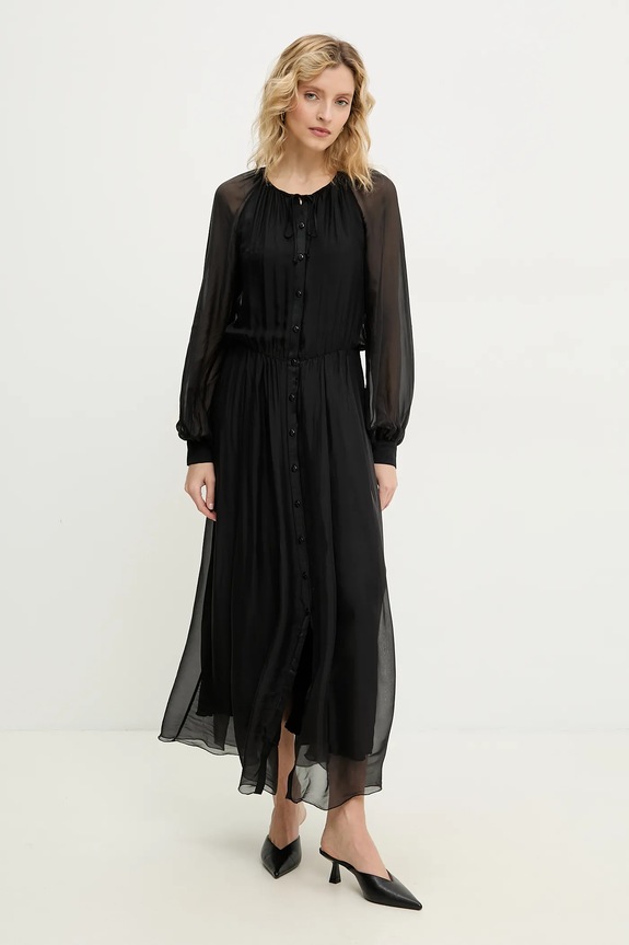 Answear.LAB sukienka z jedwabiem casual czarny D10352.IKK