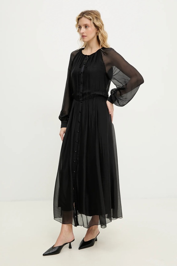 Answear.LAB sukienka z jedwabiem D10352.IKK czarny WW25