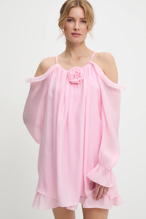 Answear.LAB sukienka letnia z lyocellem różowy pr26602.fLK