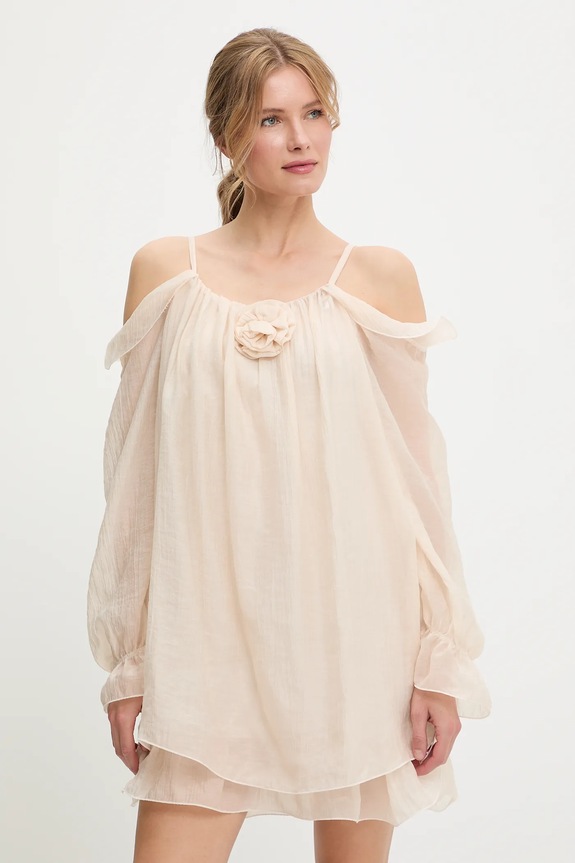 Answear.LAB sukienka letnia z lyocellem casual beżowy pr26602.fLK