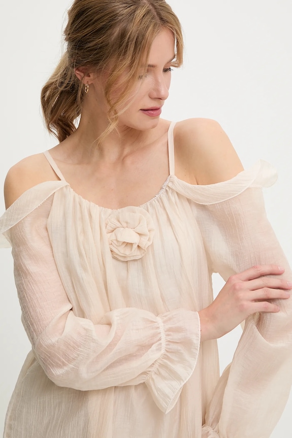 Answear.LAB sukienka letnia z lyocellem beżowy pr26602.fLK