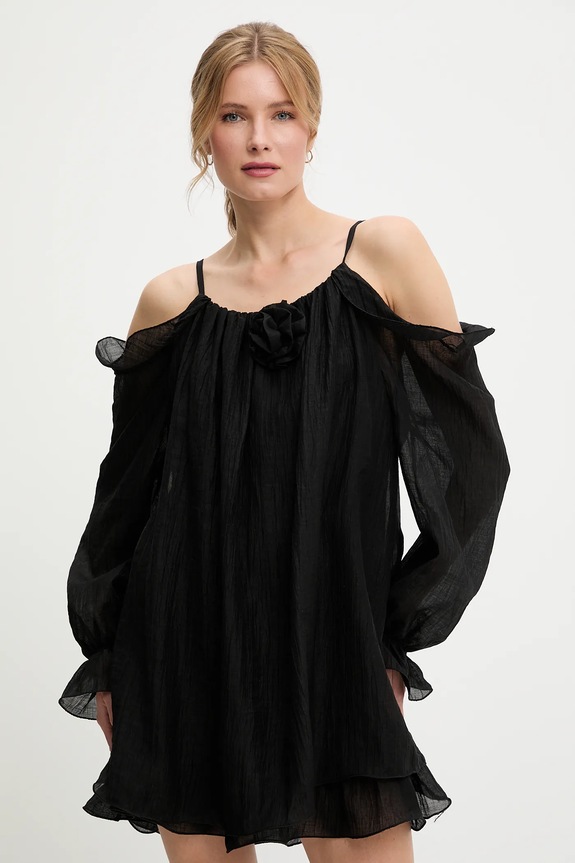 Answear.LAB sukienka letnia z lyocellem casual czarny pr26602.fLK