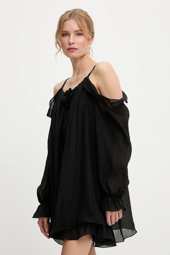 Answear.LAB sukienka letnia z lyocellem czarny pr26602.fLK