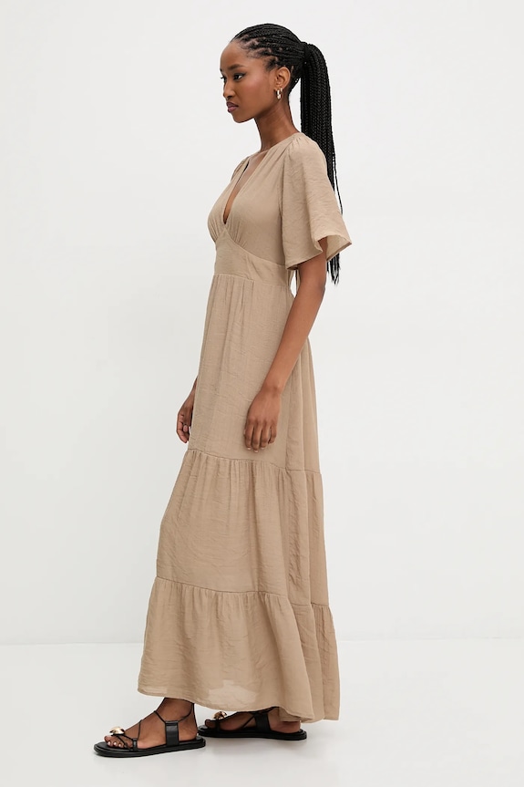 Answear.LAB rochie evazată cu vâscoză 62635.fjk bej WW25