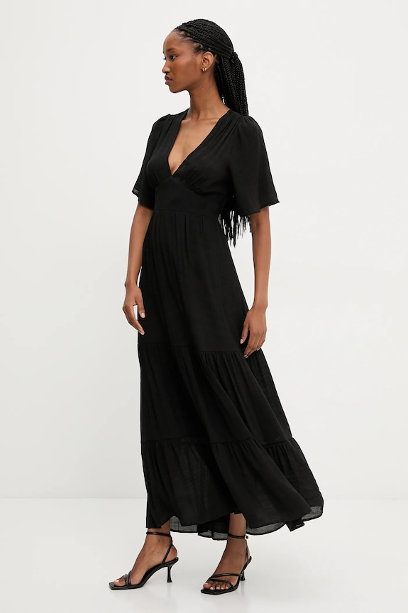 Answear.LAB rochie evazată cu vâscoză 62635.fjk negru WW25