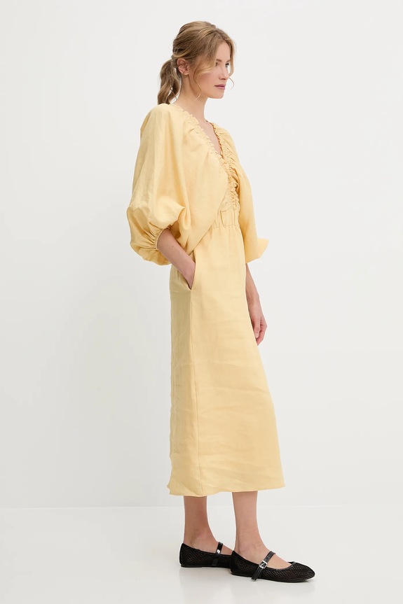 Odjeća Lanena haljina Answear.LAB WIL3112.tos zlatna