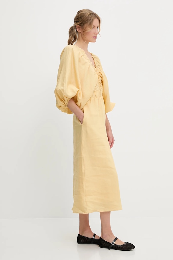 Odjeća Lanena haljina Answear.LAB WIL3112.tos zlatna