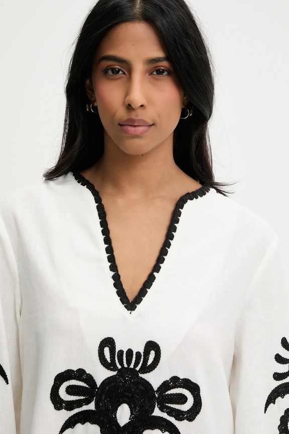 Answear.LAB sukienka letnia z lnem biały 3128.iak