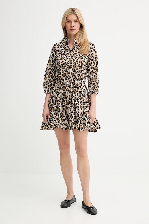Answear Lab rochie din bumbac bianca.FLK maro WW25
