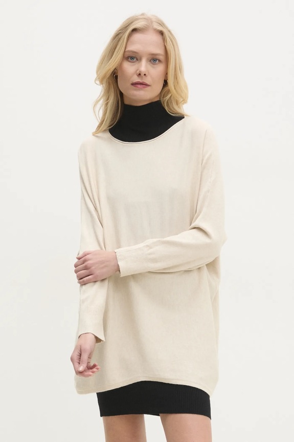Pulover Answear.LAB okrugli bež JT221.HWK