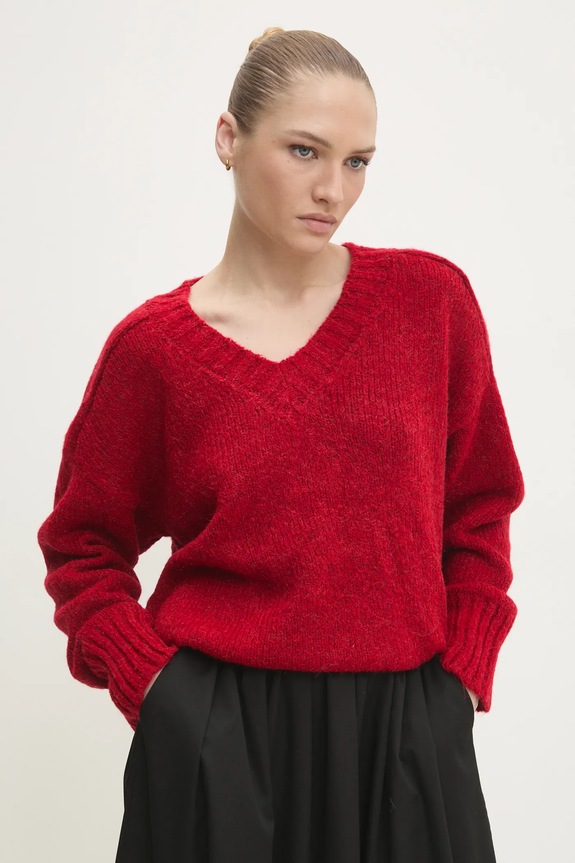 Pulover Answear.LAB bez uzorka crvena 4359.TMS