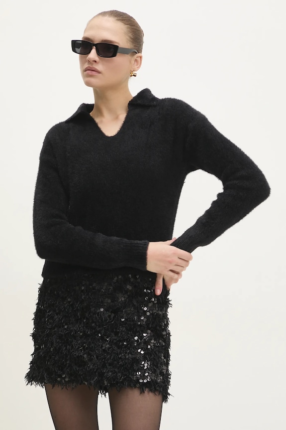 Answear.LAB sweter z wełną szpic czarny sw1.tos