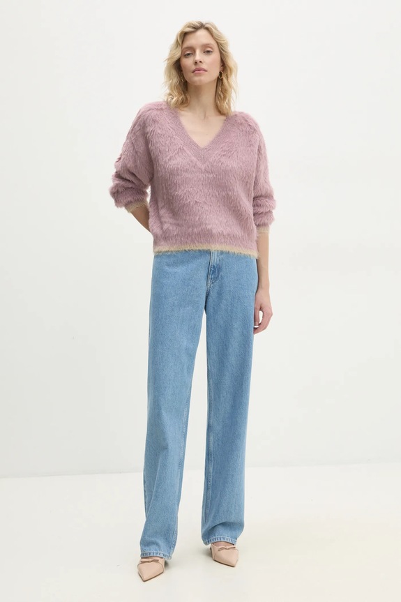 Answear.LAB sweter yn311.ilk fioletowy WW25