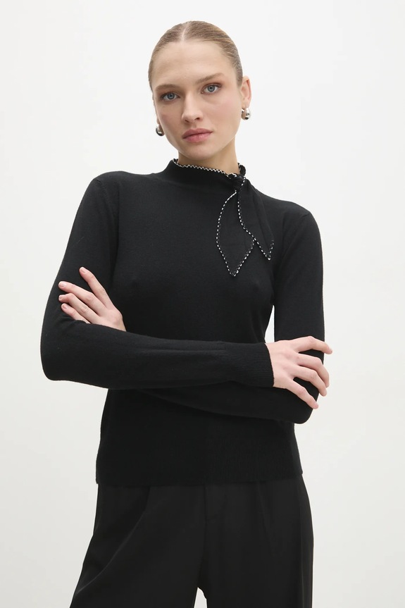 Answear.LAB sweter aplikacja czarny 3471.ilk