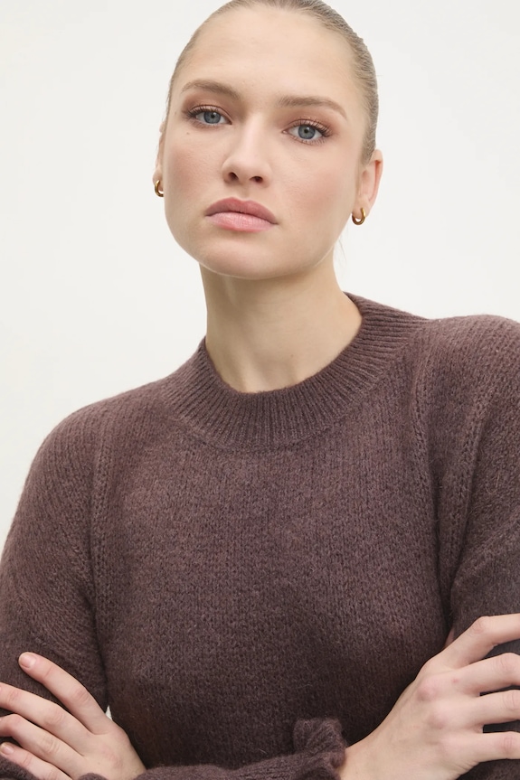 Answear.LAB sweter z domieszką wełny brązowy LU61002.FLK