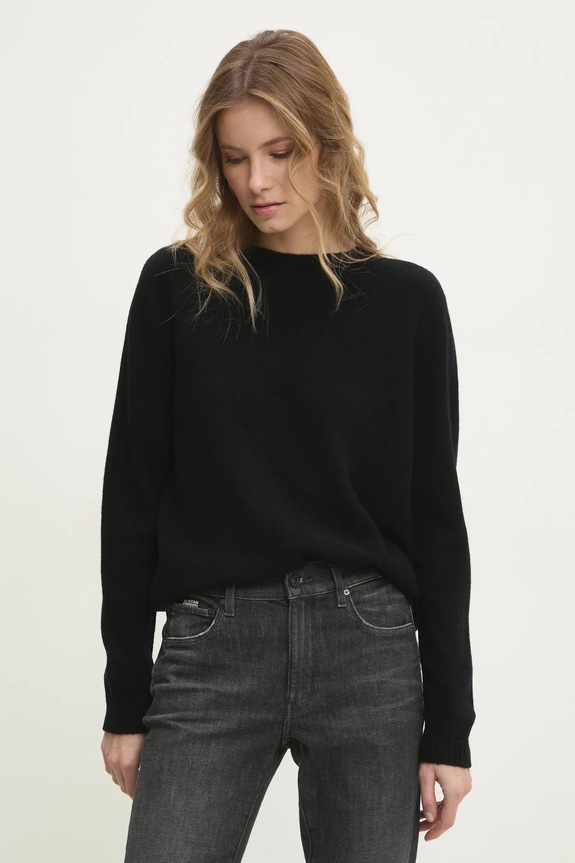 Answear.LAB sweter wełniany okrągły czarny 86434.hms