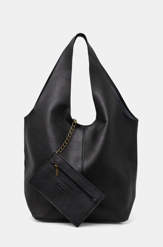 Answear.LAB torebka skórzana skóra licowa czarny 766.HWK