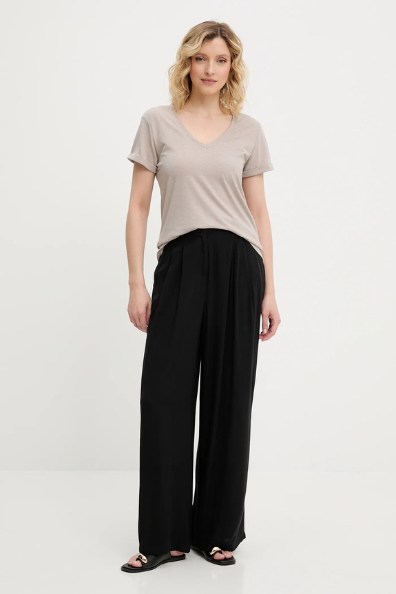 Answear.LAB t-shirt lniany W25.73.flk brązowy WW25