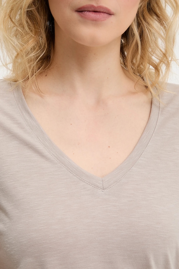 Answear.LAB t-shirt lniany W25.73.flk brązowy