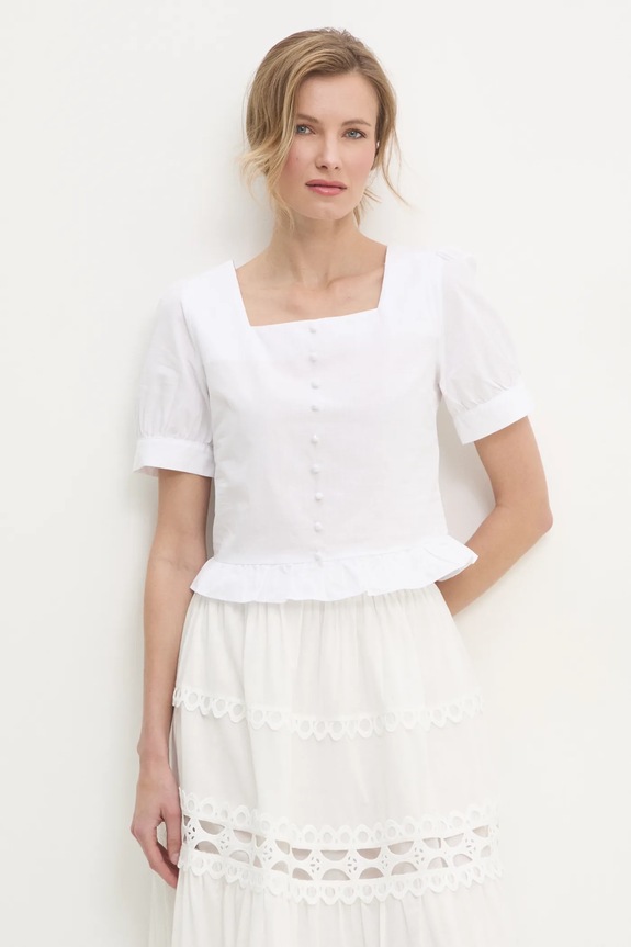 Μπλουζάκι Answear.LAB slim λευκό A24.15.FLK