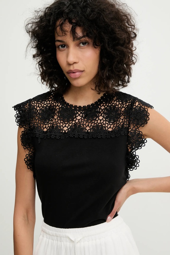 Answear.LAB t-shirt z elastanem czarny ZA0095.hos