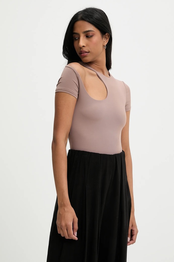 Answear.LAB body z elastanem brązowy 8039.flk