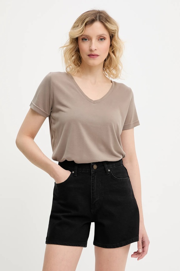 Answear.LAB t-shirt z modalem regular brązowy BTS1047.tos