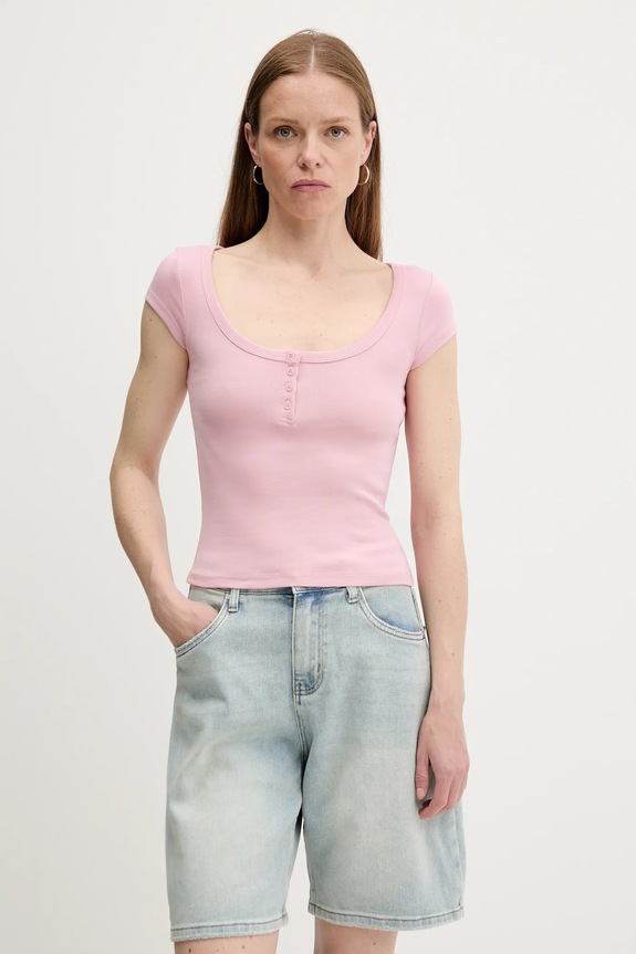 Answear.LAB t-shirt elasztánnal rózsaszín sng.145.tos