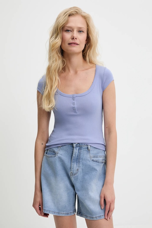 Answear.LAB t-shirt elasztánnal kék sng.145.tos