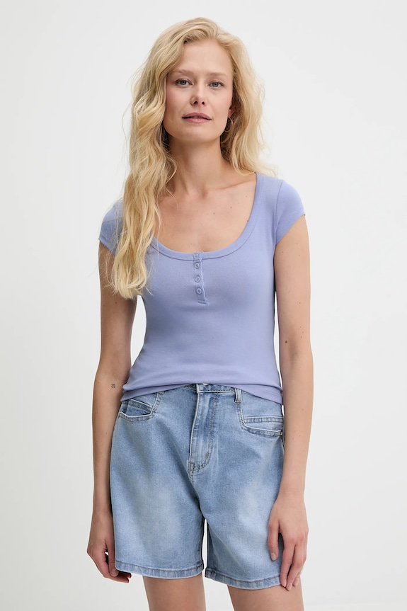 Answear.LAB t-shirt elasztánnal kék sng.145.tos