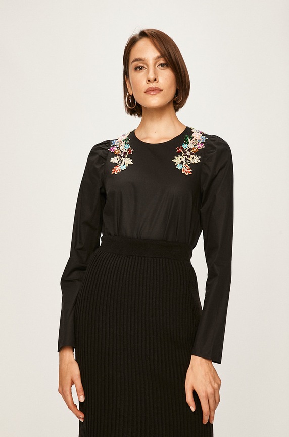 Answear - Bluza imprimeu negru DERM6.BAK