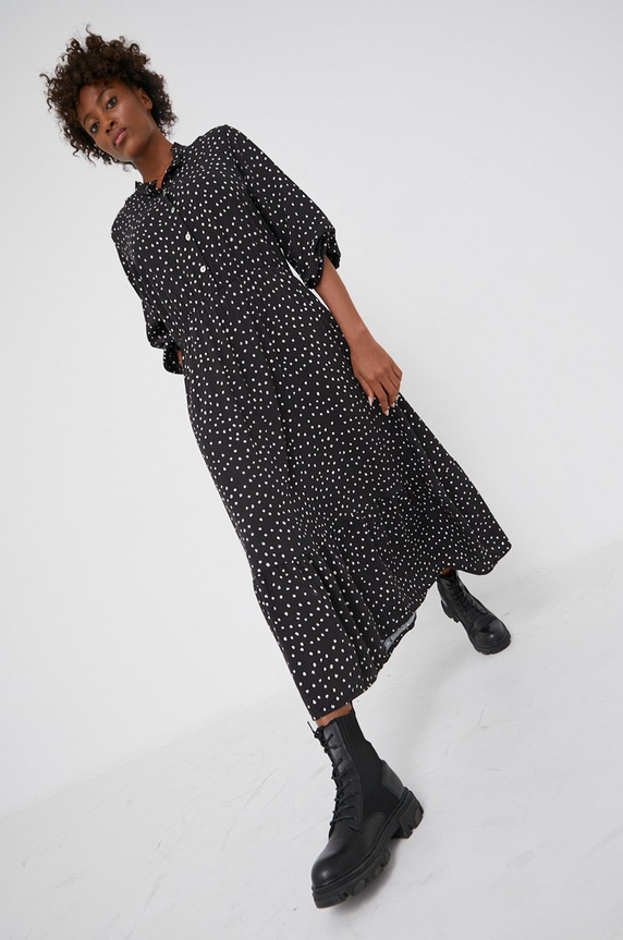 Answear Lab - Sukienka z domieszką wełny casual czarny 7369.11.1.DA